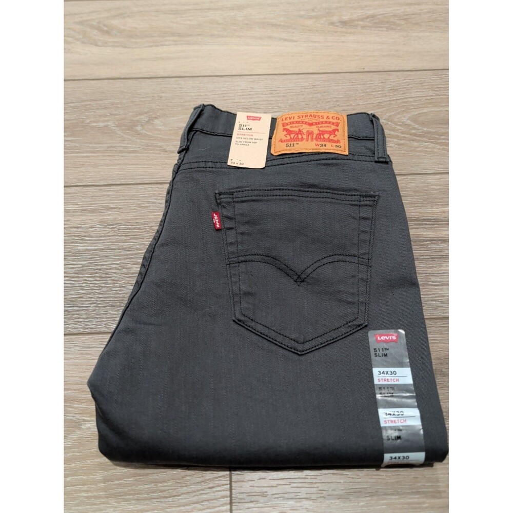 Levis 511 Slim Stretch Dark Wash Denim GRAY jeans Mens Size 34x30 NWT $69.50